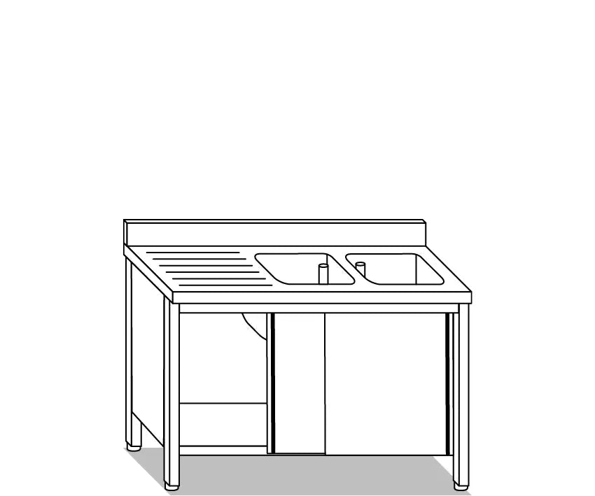 LAVATOI EUR BASI IN ACCIAIO INOX AISI 441 PIANO E TOP LAVELLO IN ACCIAIO INOX AISI 304 - V01612 V01712 - MITTEL