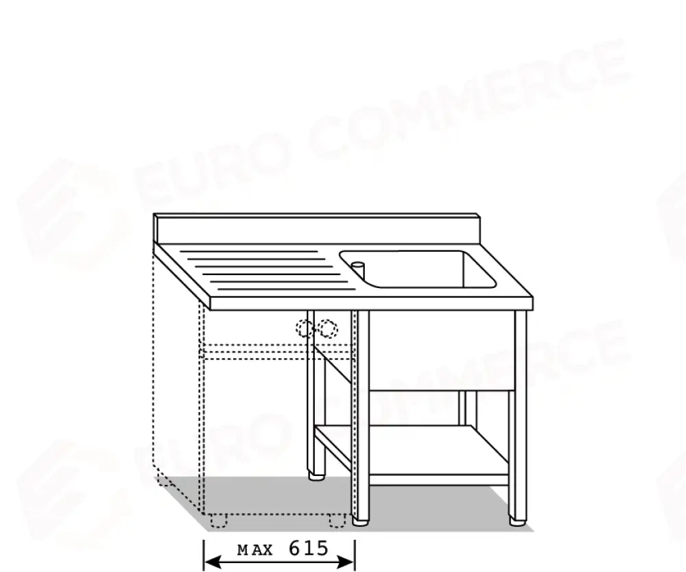 LAVATOI EUR BASI IN ACCIAIO INOX AISI 441 PIANO E TOP LAVELLO IN ACCIAIO INOX AISI 304 - VG1426 VG1427 - MITTEL