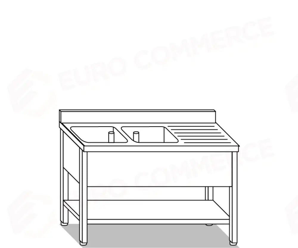 LAVATOI EUR BASI IN ACCIAIO INOX AISI 441 PIANO E TOP LAVELLO IN ACCIAIO INOX AISI 304 - VG1246 VG1247 - MITTEL
