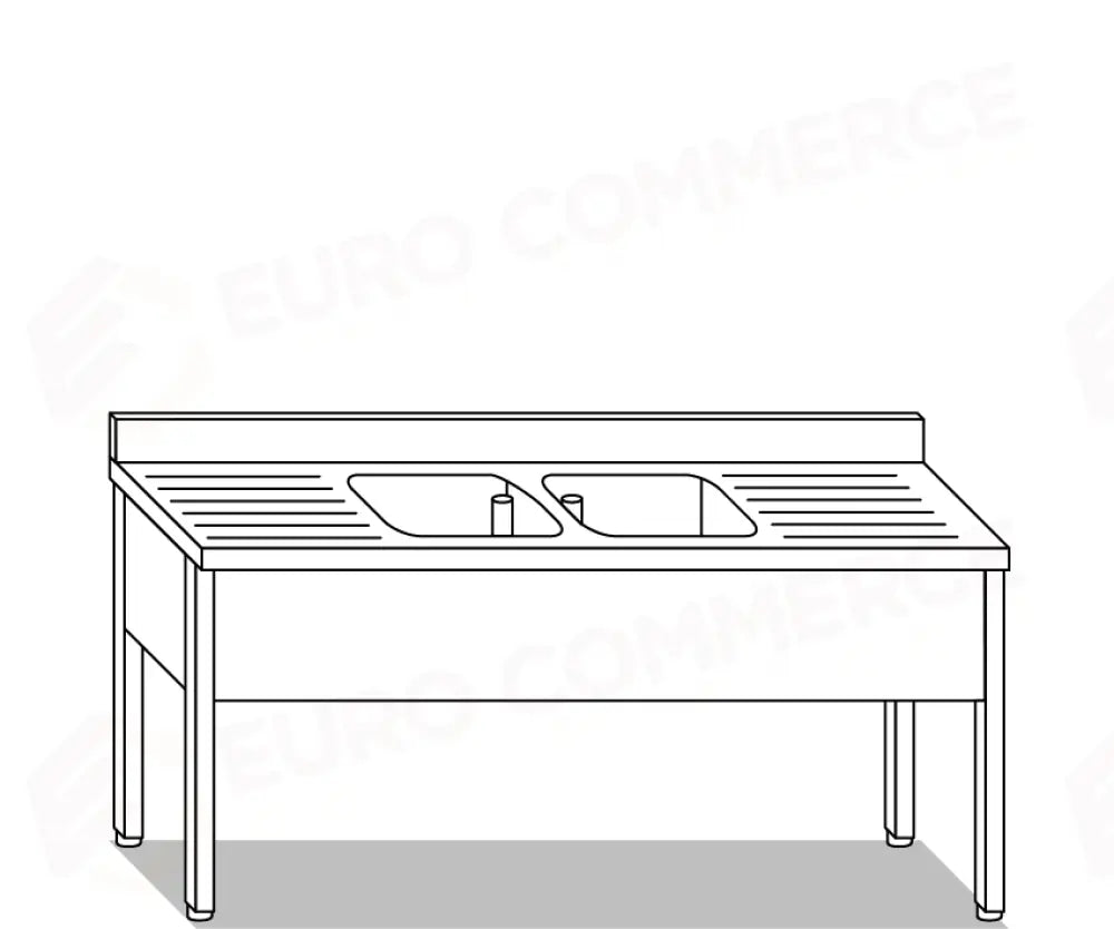 LAVATOI EUR BASI IN ACCIAIO INOX AISI 441 PIANO E TOP LAVELLO IN ACCIAIO INOX AISI 304 - VG1166 VG1167 - MITTEL
