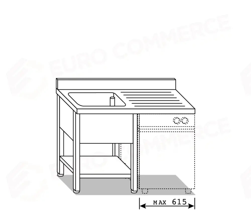 LAVATOI EUR BASI IN ACCIAIO INOX AISI 441 PIANO E TOP LAVELLO IN ACCIAIO INOX AISI 304 - VG1416 VG1417 - MITTEL