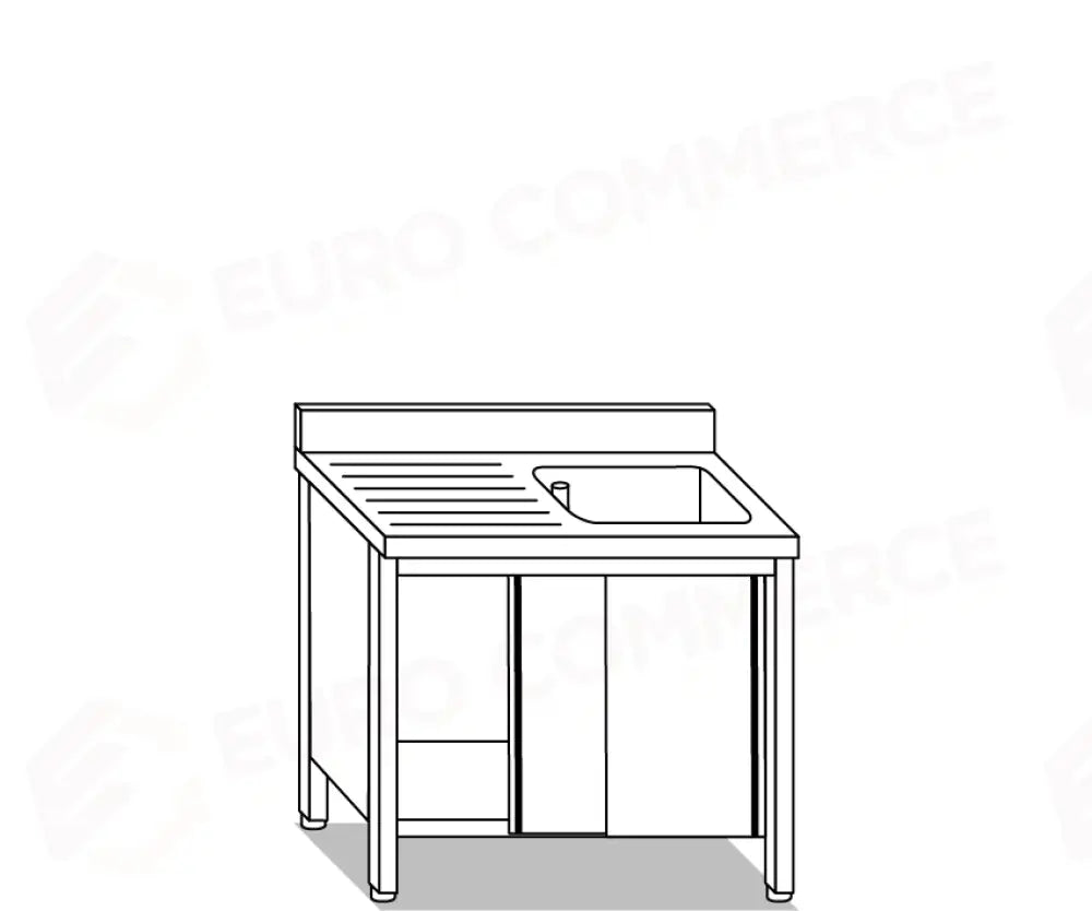 LAVATOI EUR BASI IN ACCIAIO INOX AISI 441 PIANO E TOP LAVELLO IN ACCIAIO INOX AISI 304 - V01602 V01702 - MITTEL