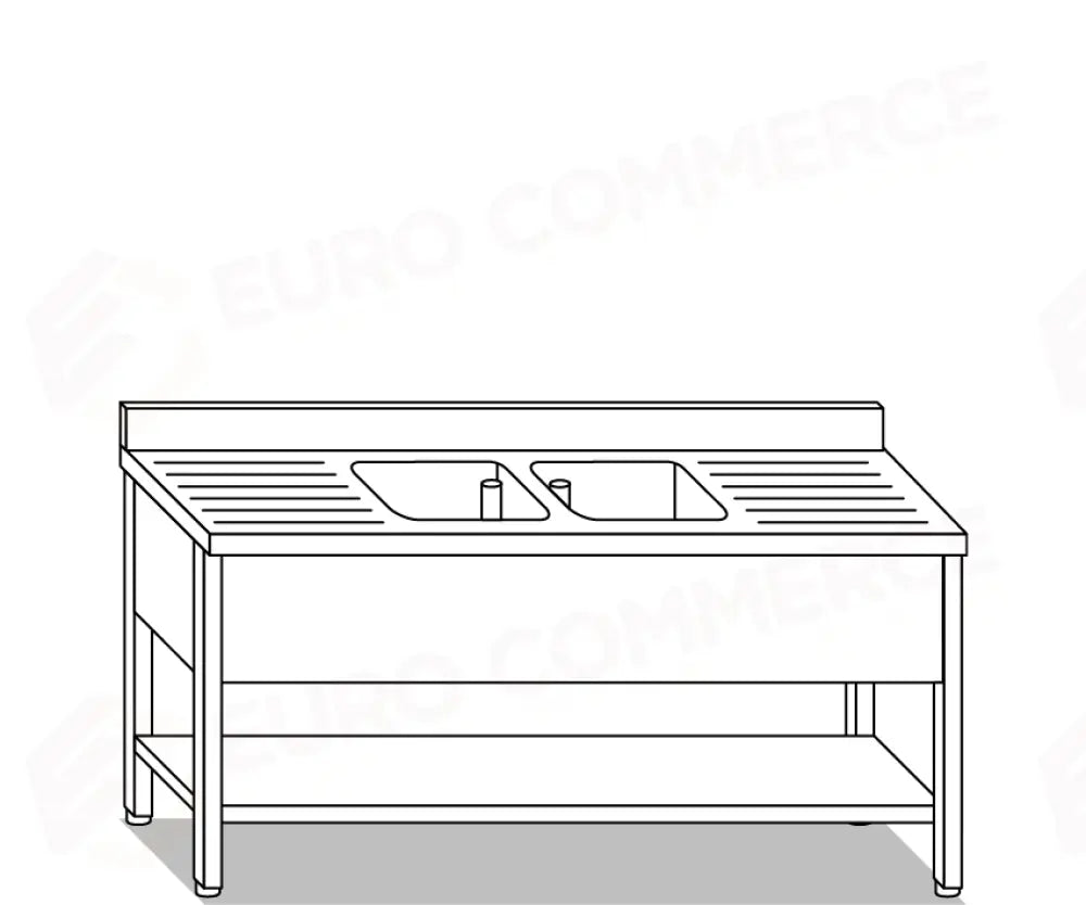 LAVATOI EUR BASI IN ACCIAIO INOX AISI 441 PIANO E TOP LAVELLO IN ACCIAIO INOX AISI 304 - VG1266 VG1267 - MITTEL