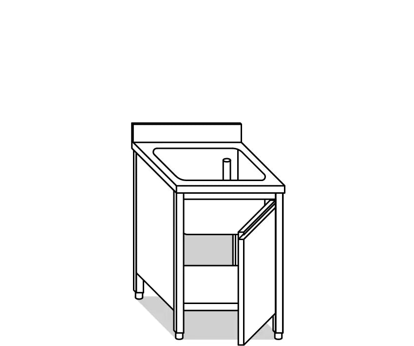 LAVATOI EUR BASI IN ACCIAIO INOX AISI 441 PIANO E TOP LAVELLO IN ACCIAIO INOX AISI 304 - V01600 V01700 - MITTEL