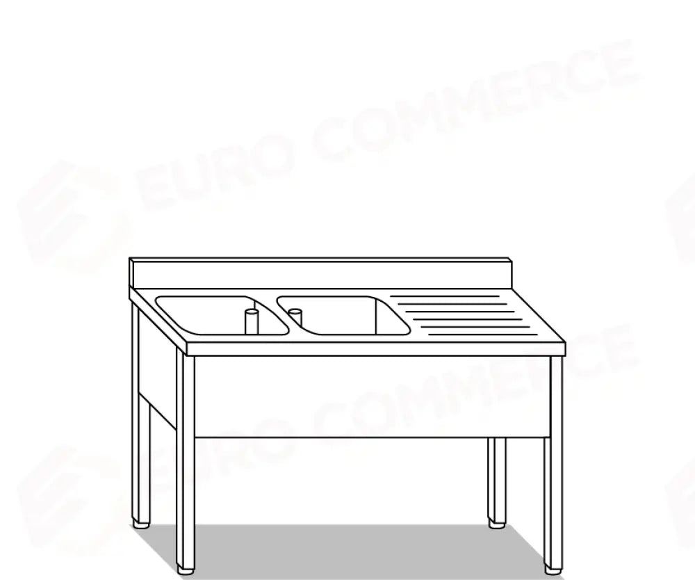 LAVATOI EUR BASI IN ACCIAIO INOX AISI 441 PIANO E TOP LAVELLO IN ACCIAIO INOX AISI 304 - VG1146 VG1147 - MITTEL