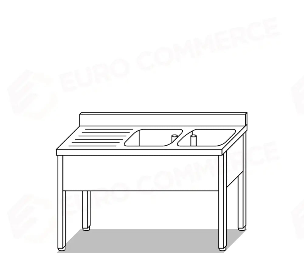 LAVATOI EUR BASI IN ACCIAIO INOX AISI 441 PIANO E TOP LAVELLO IN ACCIAIO INOX AISI 304 - VG1156 VG1157 - MITTEL