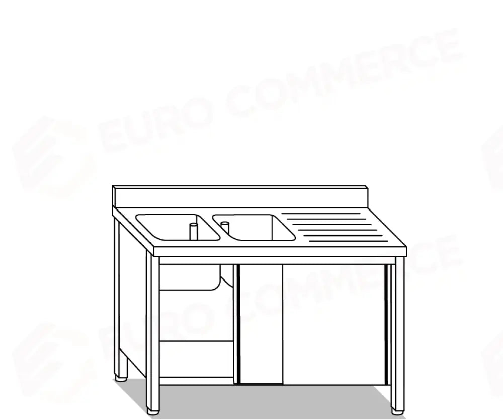 LAVATOI EUR BASI IN ACCIAIO INOX AISI 441 PIANO E TOP LAVELLO IN ACCIAIO INOX AISI 304 - V01611 V01711 - MITTEL