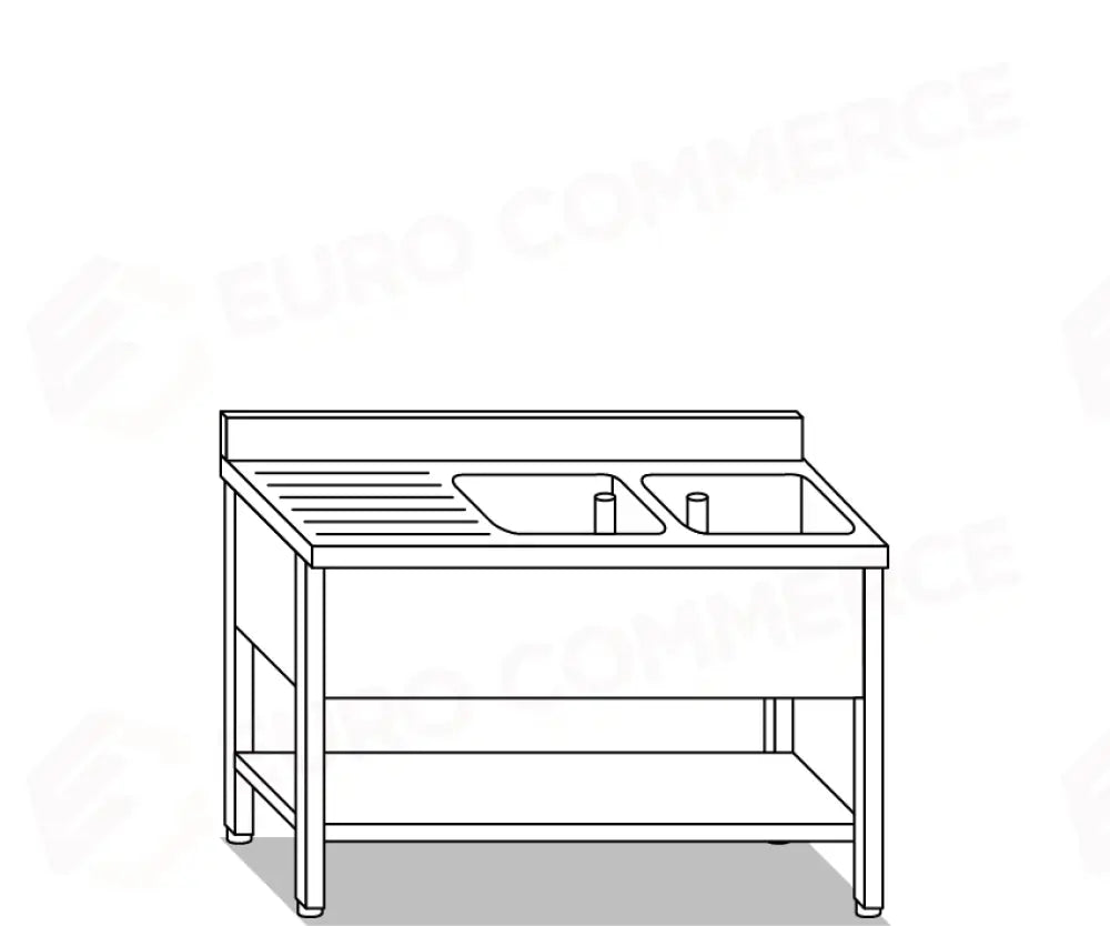 LAVATOI EUR BASI IN ACCIAIO INOX AISI 441 PIANO E TOP LAVELLO IN ACCIAIO INOX AISI 304 - VG1256 VG1257 - MITTEL