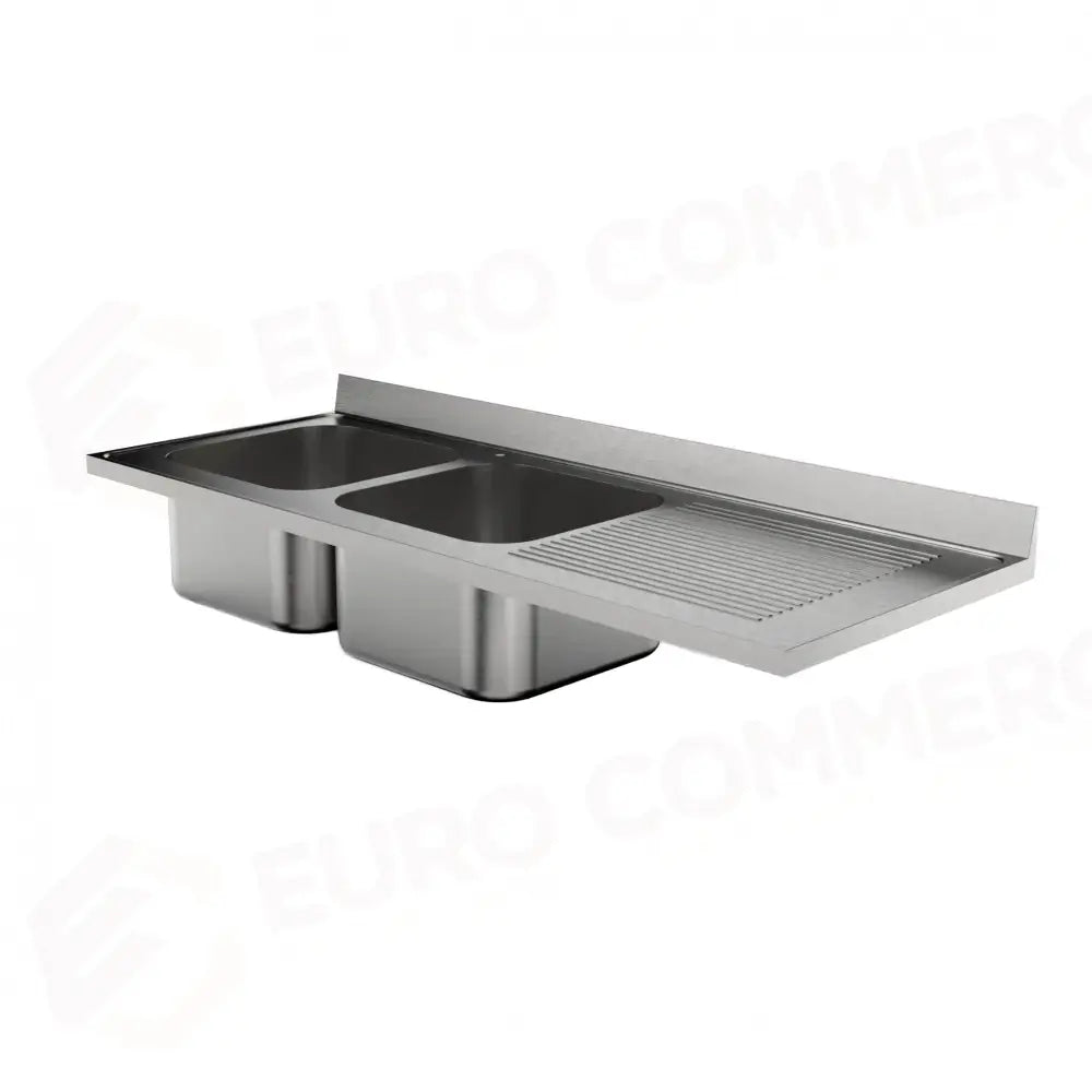 LAVATOIO 2 VASCHE + SGOCCIOLATOIO DX 1800 X 700 MM FRLV-718/11D - 5897181 - SAMMIC