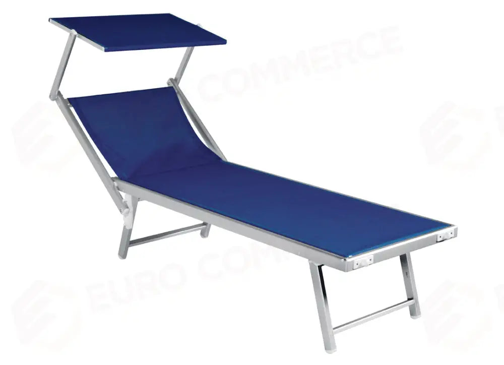 LETTINO MARE CON TETTUCCIO IN ALLUMINIO - BLU - PIEGHEVOLE