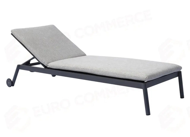LETTINO PORTO CERVO IN ALLUMINIO - TEXTILENE GRIGIO - CUSCINO ECRU' - ANTRACITE CLAT90G - GREENWOOD