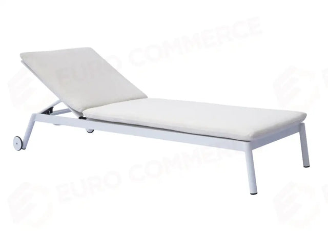 LETTINO PORTO CERVO IN ALLUMINIO - TEXTILENE SABBIA - CUSCINO ECRU' - BIANCO CLAT90B - GREENWOOD