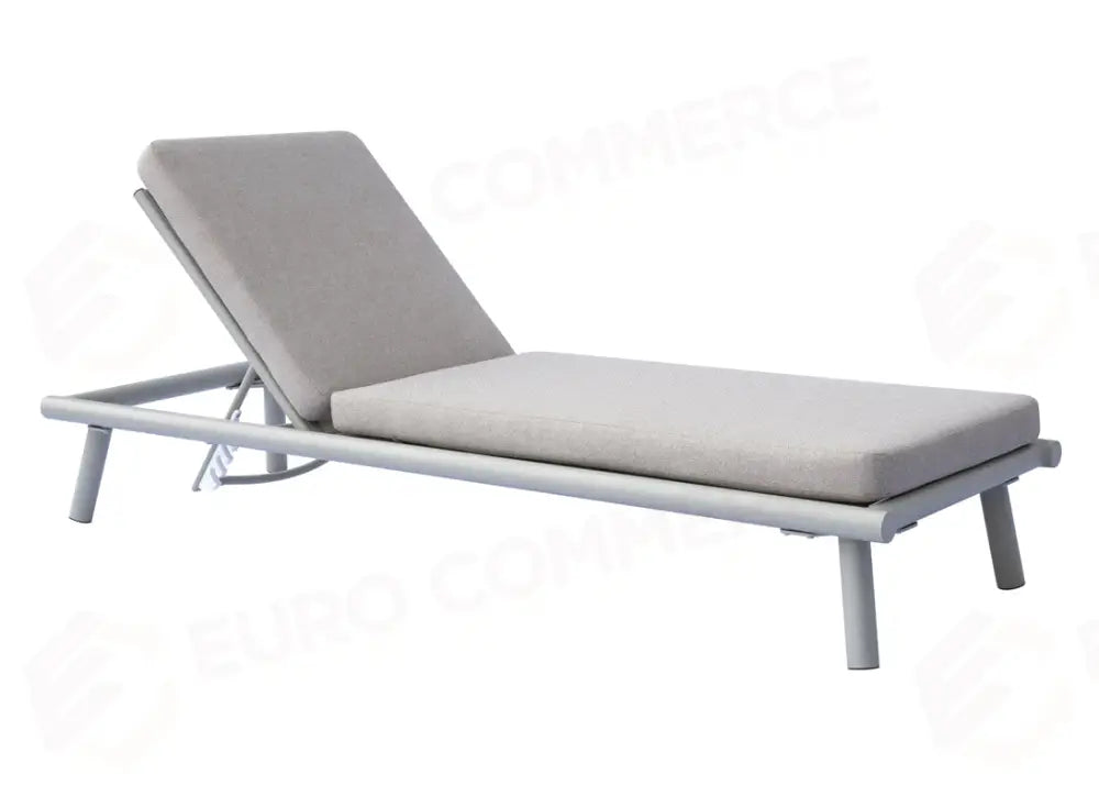 LETTINO TAORMINA IN ALLUMINIO - TEXTILENE SABBIA - CUSCINO BEIGE - CRETA