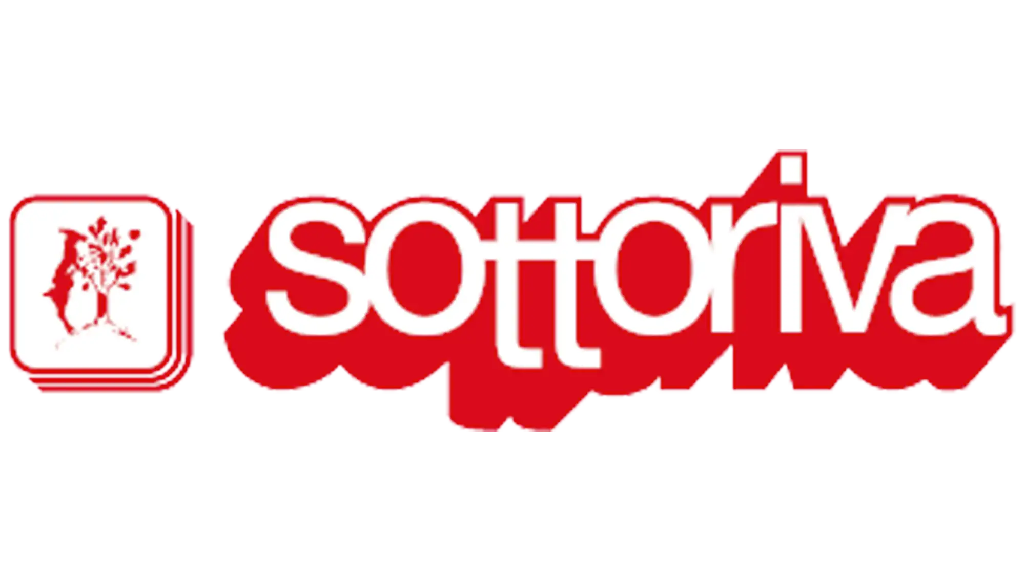 Logo sottoriva rosso e bianco con un emblema stilizzato di albero.