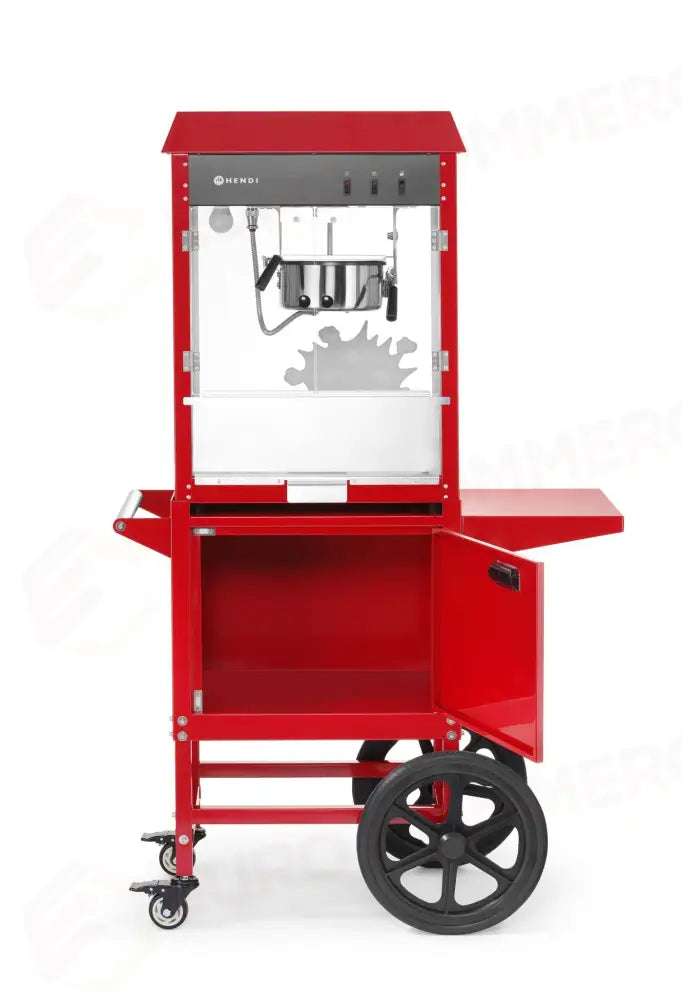 MACCHINA PER POPCORN CON CARRELLO HENDI ROSSO 220-240V/1155W 940X510X(H)1553MM - 282830