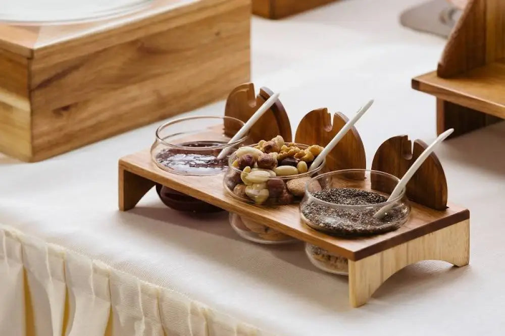 MARMELLATIERA IN ACACIA NATURALE/TRASPARENTE - 29,5X12,5X5 CM - S5031 - LEONE - ESPOSITORI BUFFET IN ACACIA