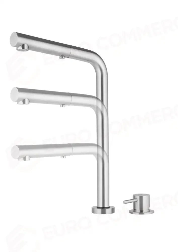 MISCELATORE A LAVELLO CUCINA INOX CANNA A GOMITO REGOLABILE IN ALTEZZA DOCCIA ESTRAIBILE - EROSS318 - MONOLITH