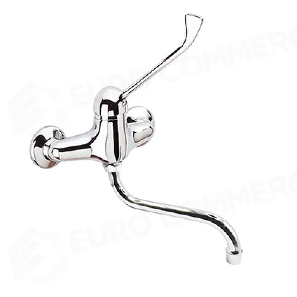 MISCELATORE BIFORO A MURO CON LEVA CLINICA CROMATA E CANNA GIREVOLE ’S’ Ø18X200. INTERASSE 150±20MM - R0102010316