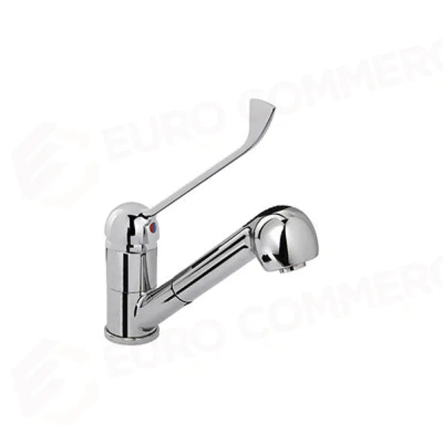 SINGLE-HOLE MIXER WITH CHROME-PLATED CLINICAL LEVER, SWIVEL SPOUT AND PULL-OUT HAND SHOWER - R0201020206 - MONOLITH