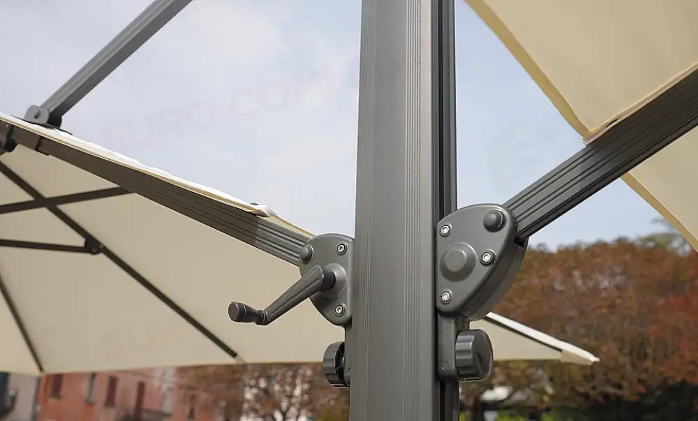 OMBRELLONE DOPPIO IN ALLUMINIO 3×3 - POLIESTERE ECRU' - ANTRACITE - CONTRACT
