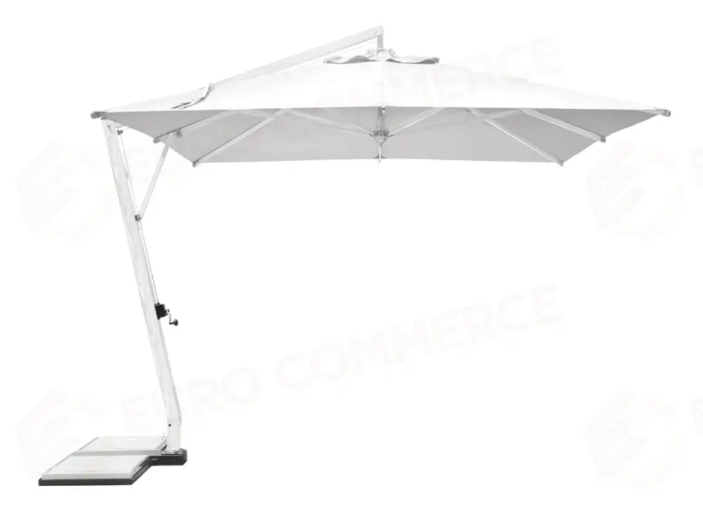 OMBRELLONE IN ALLUMINIO 3,5×3,5 - POLIESTERE BIANCO - EFFETTO LEGNO SBIANCOTO - CONTRACT