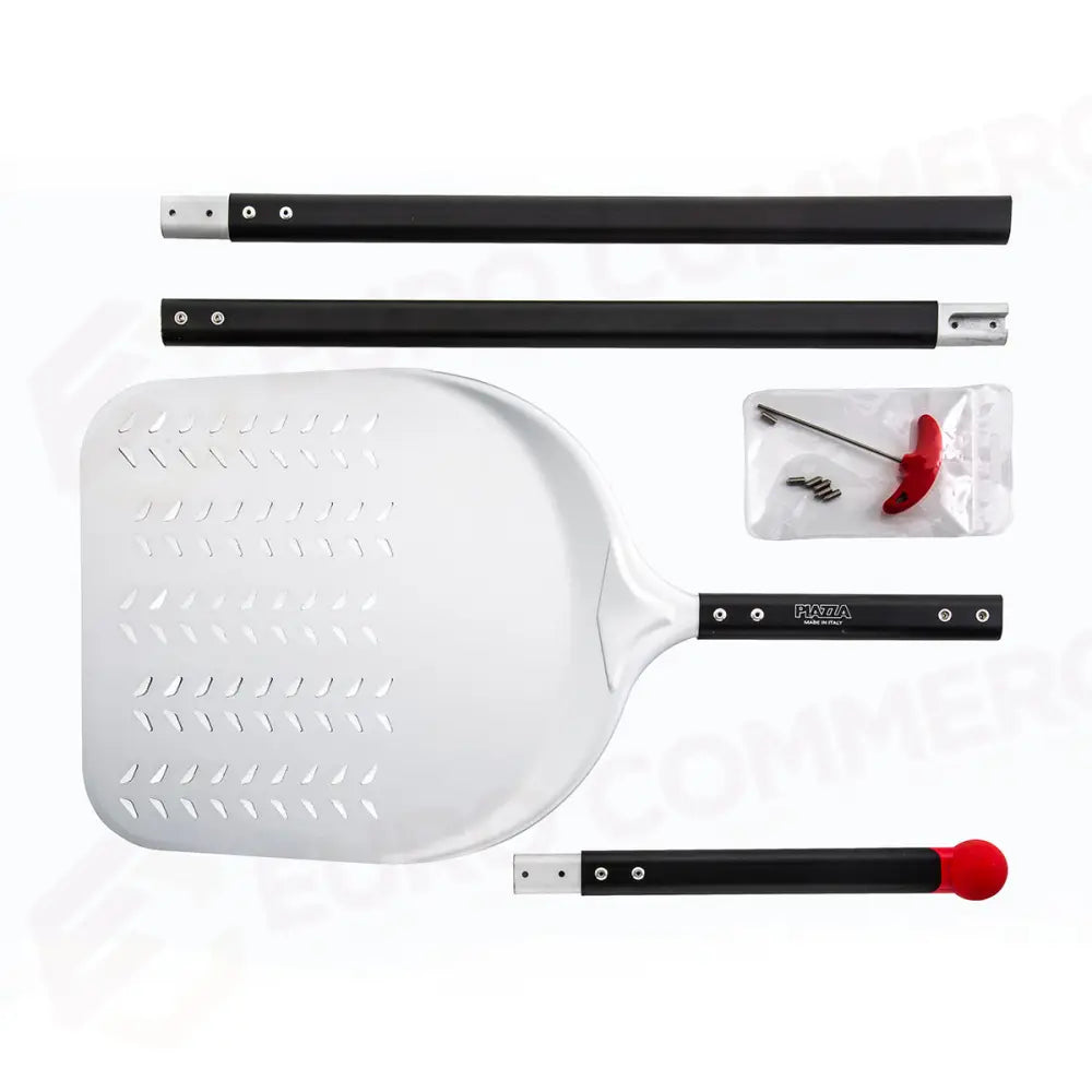 PALA PIZZA SMONTABILE RETTANGOLARE FORATA IN ALLUMINIO 33CM-TOT.187CM - 235116S - PIAZZA - PALE PIZZA