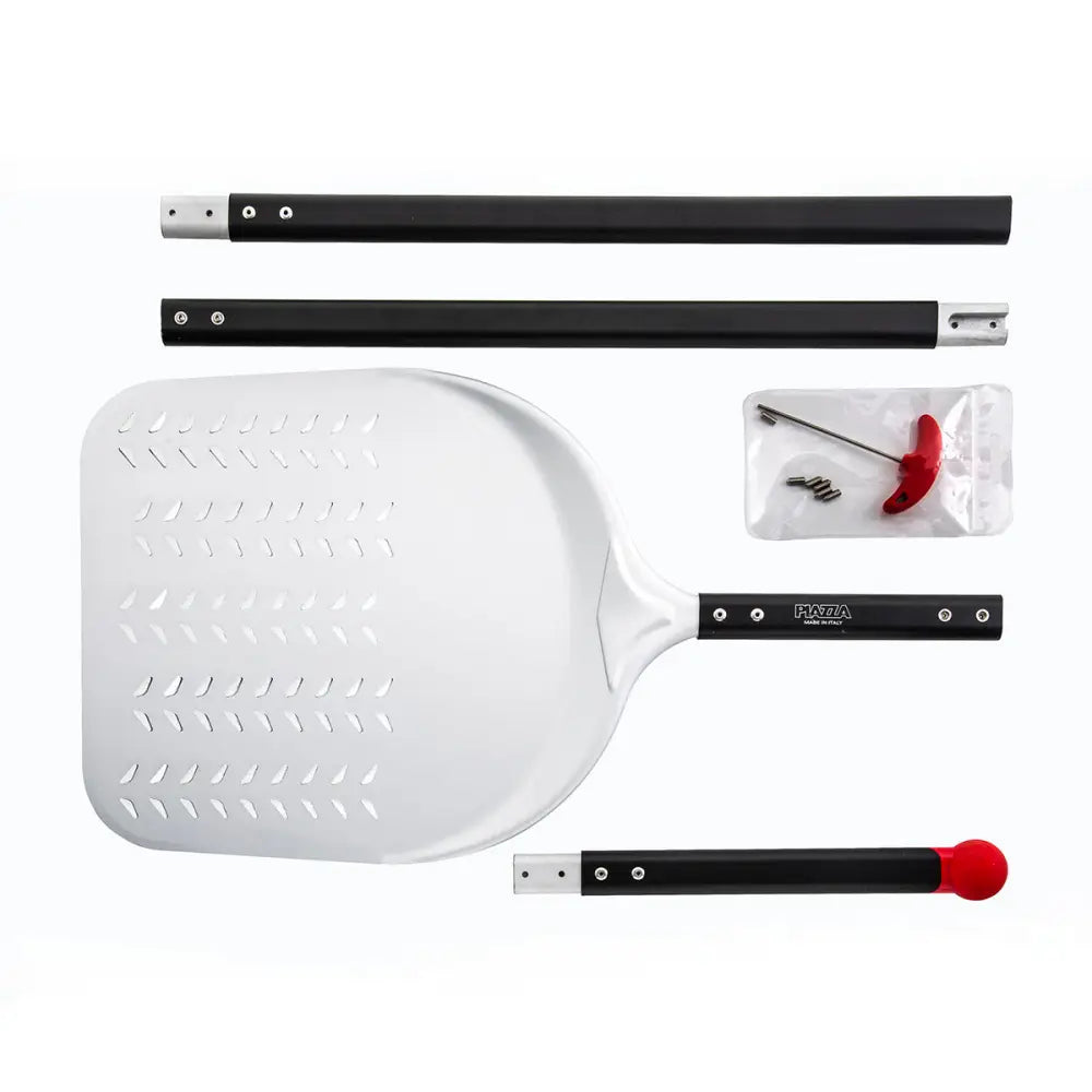 PALA PIZZA SMONTABILE RETTANGOLARE FORATA IN ALLUMINIO 33CM-TOT.187CM - 235116S - PIAZZA - PALE PIZZA