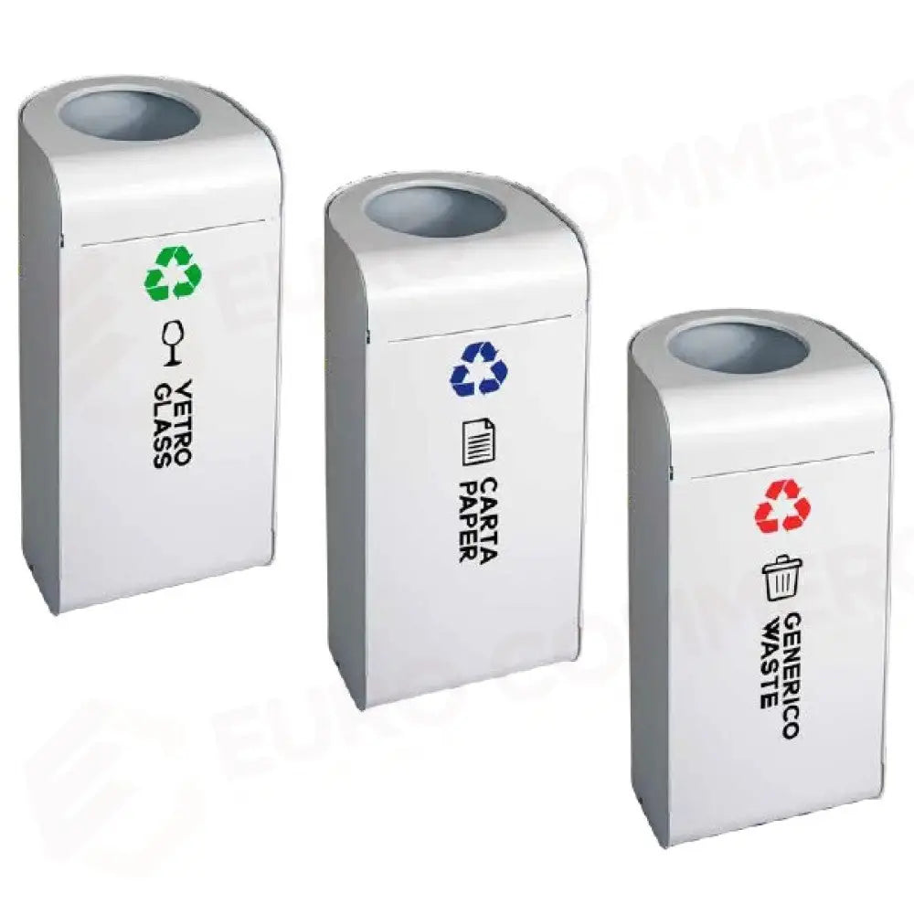 PATTUMIERA PER RACCOLTA DIFFERENZIATA GENERICO/WASTE METALLO LACCATO BIANCO LT 45 - 25100R - METALCARRELLI - CARRELLI