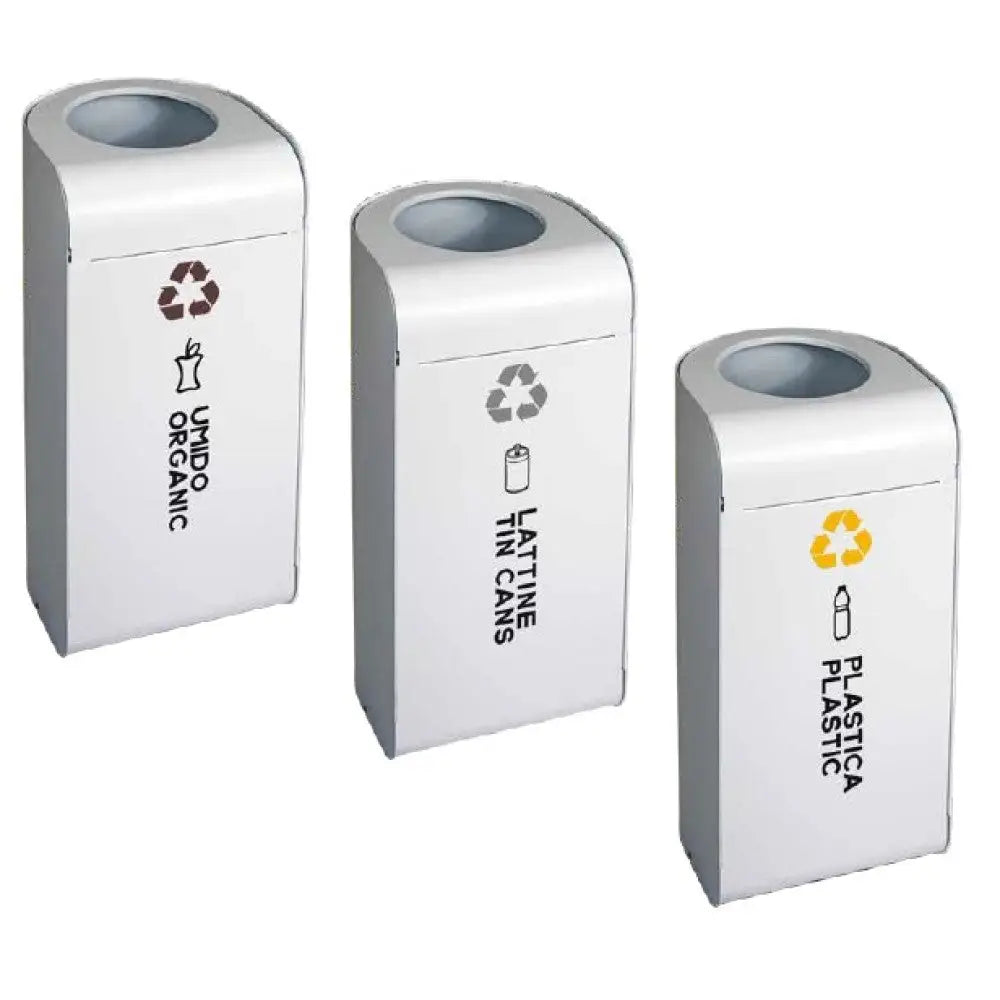 PATTUMIERA PER RACCOLTA DIFFERENZIATA LATTINE/TIN CANS STRUTTURA IN METALLO LACCATO BIANCO LT 45 - 25100GR