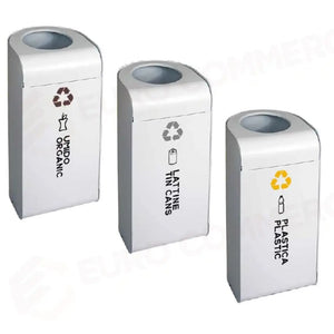 PATTUMIERA PER RACCOLTA DIFFERENZIATA LATTINE/TIN CANS STRUTTURA IN METALLO LACCATO BIANCO LT 45 - 25100G