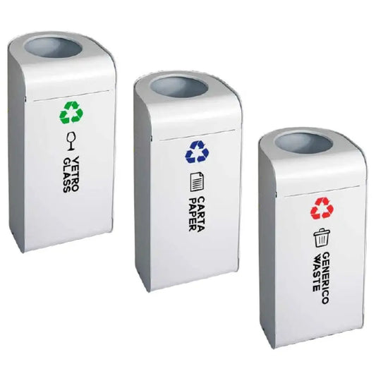 PATTUMIERA PER RACCOLTA DIFFERENZIATA VETRO/GLASS METALLO LACCATO BIANCO LT 45 - 25100V - METALCARRELLI - ATTREZZATURA