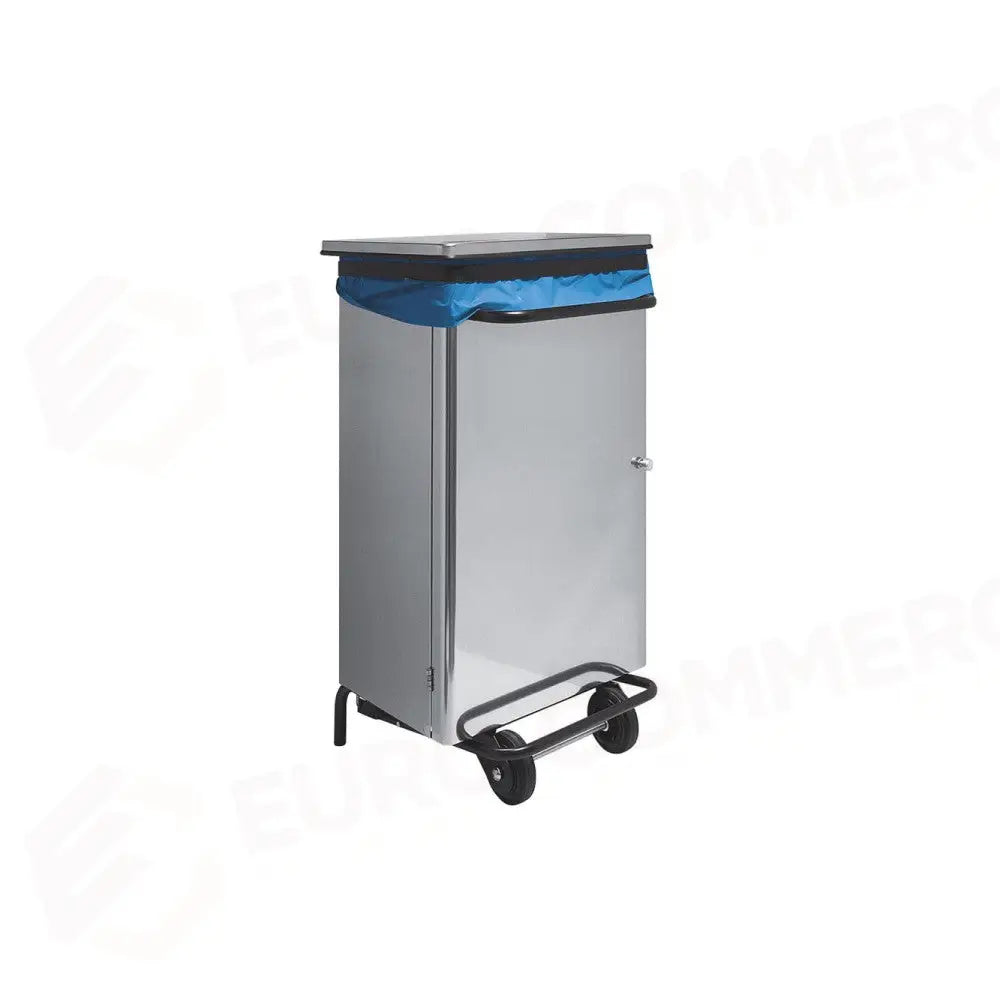 PATTUMIERA SU RUOTE INOX APERTURA A PEDALE SPORTELLO LT 110 - 2467 - METALCARRELLI - CARRELLI