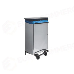 PATTUMIERA SU RUOTE INOX APERTURA A PEDALE SPORTELLO LT 110 - 2467 - METALCARRELLI - CARRELLI