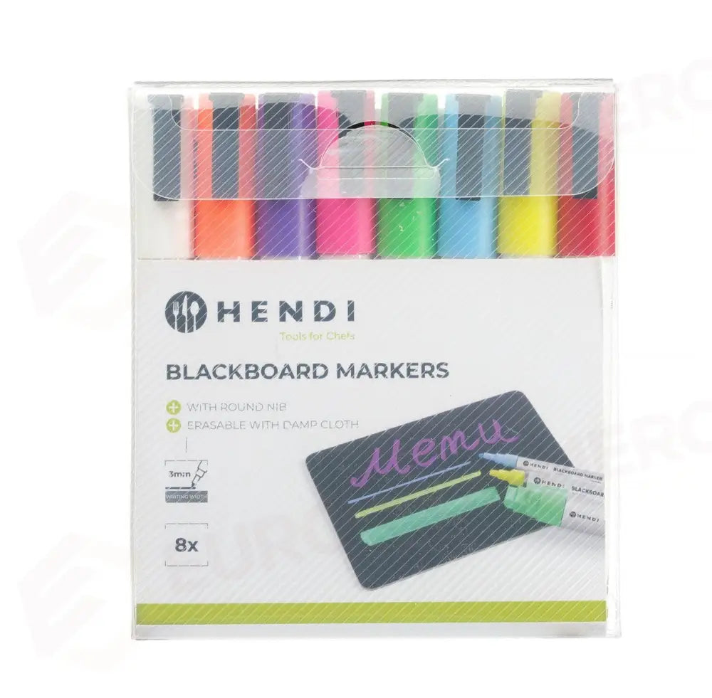 PENNARELLI PER LAVAGNA 3 MM 1X BIANCO,1X ROSSO 1XBLU 1XVERDE 1XGIALLO 1XVIOLA 1XARANCIO - HENDI