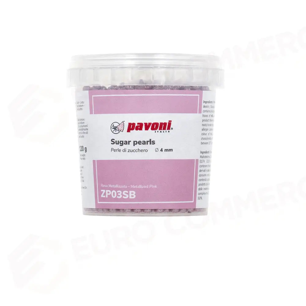 PERLE DI ZUCCHERO 120 G DIM. Ø 4 MM - ROSA METALLIZZATO - ZP03SB - PAVONI ITALIA - ATTREZZATURA PROFESSIONALE