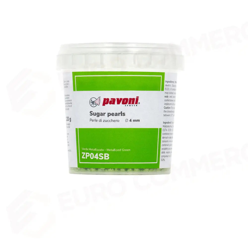 PERLE DI ZUCCHERO 120 G DIM. Ø 4 MM - VERDE METALLIZZATO - ZP04SB - PAVONI ITALIA - ATTREZZATURA PROFESSIONALE