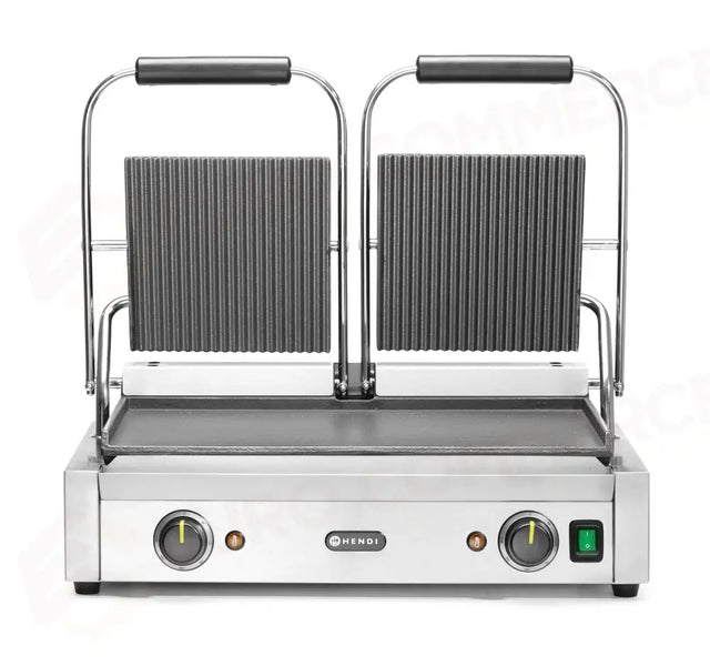 PIASTRA PANINI - VERSIONE DOPPIA, HENDI, SOPRA RIGATA E SOTTO LISCIA, 230V/3600W, 570X395X(H)510MM - 263808