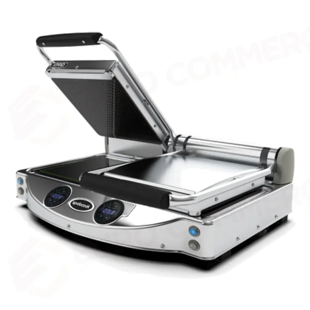 PIASTRA SINGOLA DIGITALE CON PIANO SUPERIORE RIGATO NERO ED INFERIORE LISCIO NERO - SP020XR - SPIDOCOOK