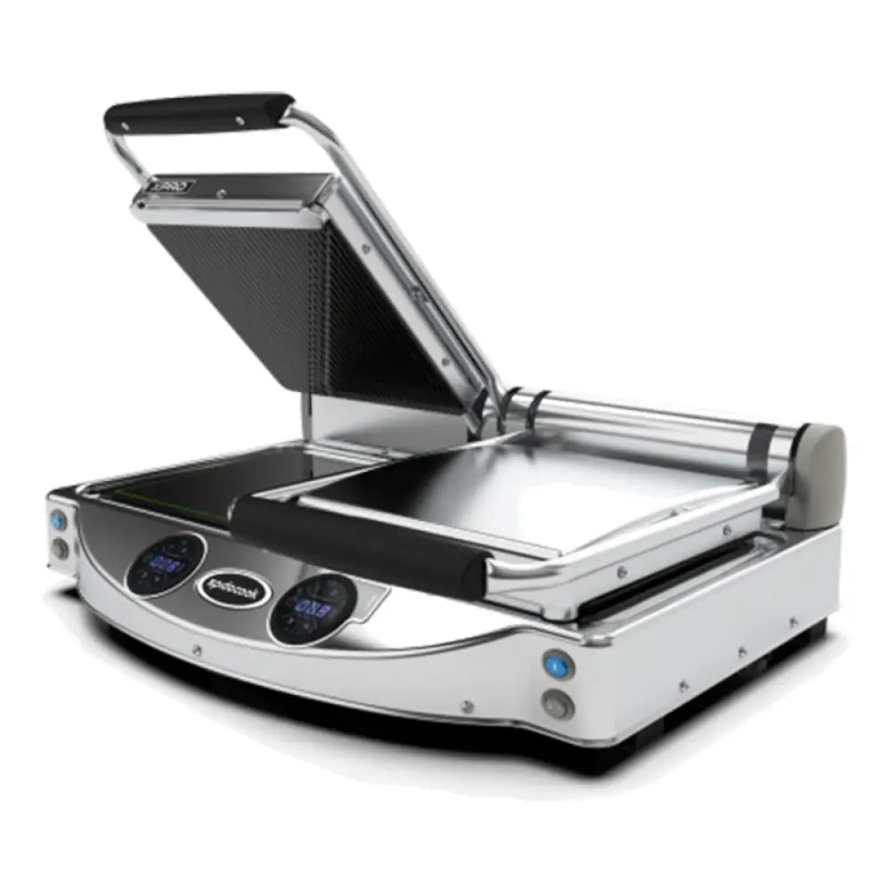 PIASTRA SINGOLA DIGITALE CON PIANO SUPERIORE RIGATO NERO ED INFERIORE LISCIO NERO - SP020XR - SPIDOCOOK