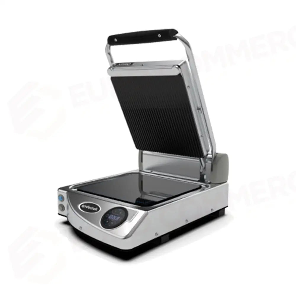 PIASTRA SINGOLA DIGITALE CON PIANO SUPERIORE RIGATO NERO ED INFERIORE LISCIO NERO - SP010XR - SPIDOCOOK