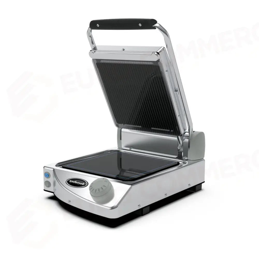 PIASTRA SINGOLA MANUALE CON PIANO SUPERIORE RIGATO NERO ED INFERIORE LISCIO NERO - SP010PR - SPIDOCOOK