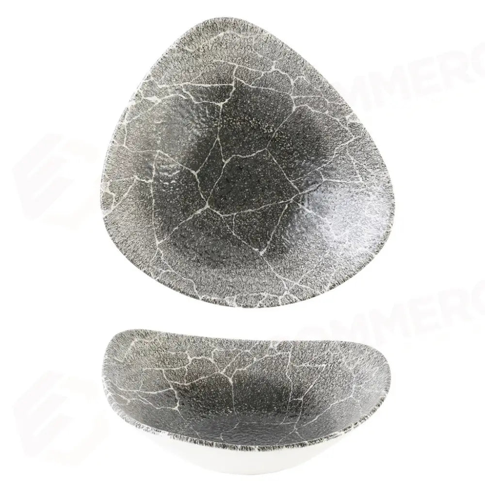PIATTO FONDO TRIANGOLARE 23.5 CM QUARTZ BLACK STUDIO PRINTS KINTSUGI REVERSE KRBKTRB91 CHURCHILL - 9783292 - MEDRI