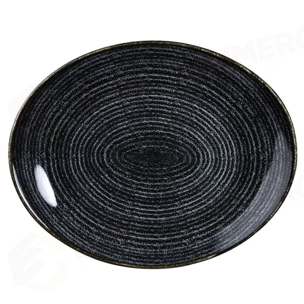 PIATTO OVALE COUPE 31.7X25.5 CM STUDIO PRINTS HOMESPUN CHARCOAL BLACK SPCBOP121 CHURCHILL - 9780838 - MEDRI