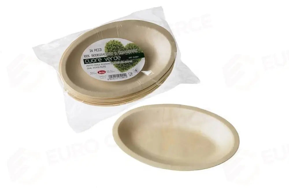 PIATTO OVALE IN BALSA NATURALE - 21X14X2 CM - Q1001 - LEONE - MONOUSO BIO