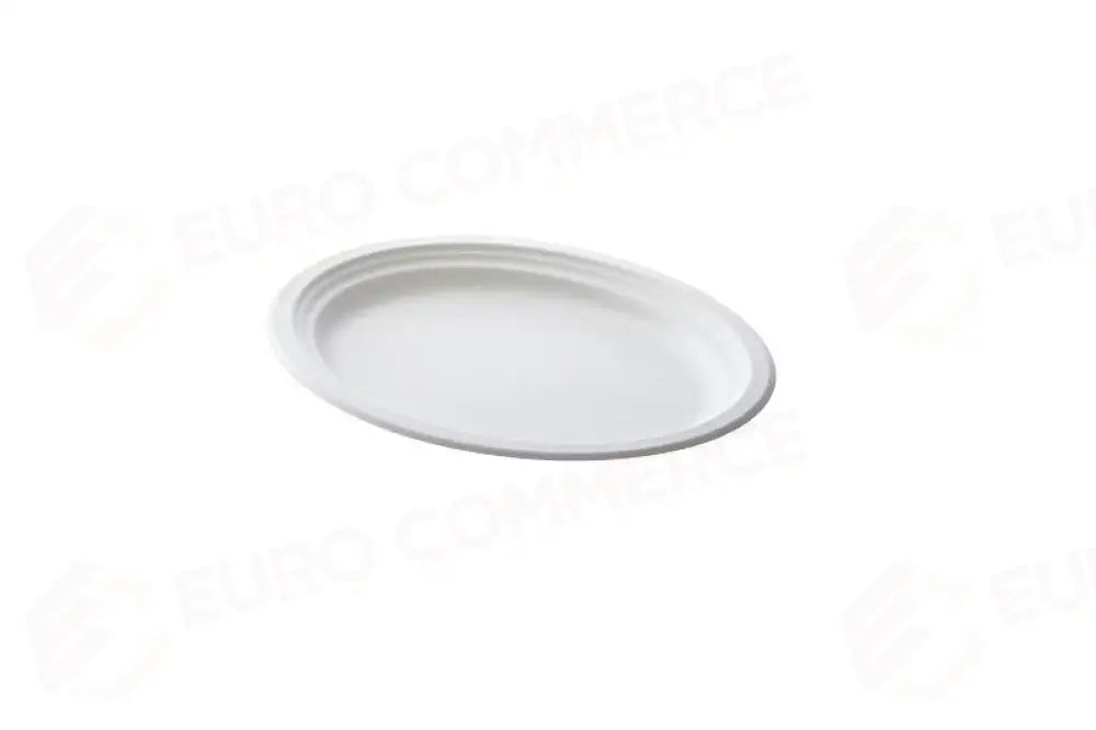 PIATTO OVALE IN POLPA DI CELLULOSA BIANCO - 32X25 CM - Q2015 - LEONE - MONOUSO BIO