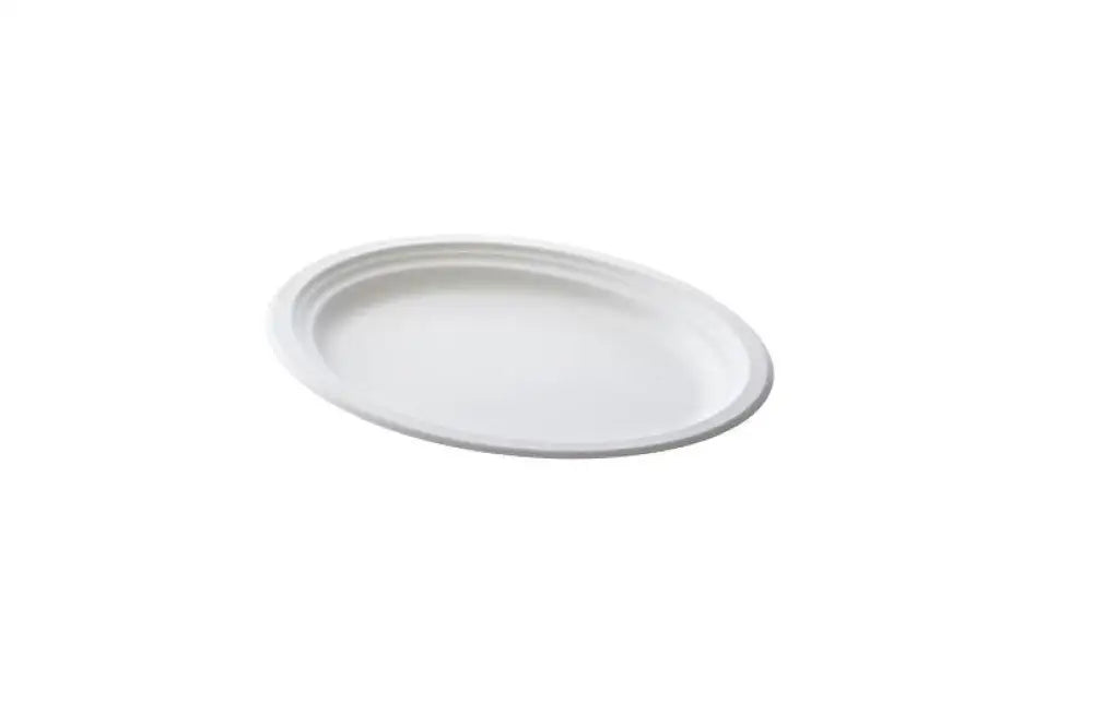 PIATTO OVALE IN POLPA DI CELLULOSA BIANCO - CM 26X19 - Q2014.F - LEONE - MONOUSO BIO