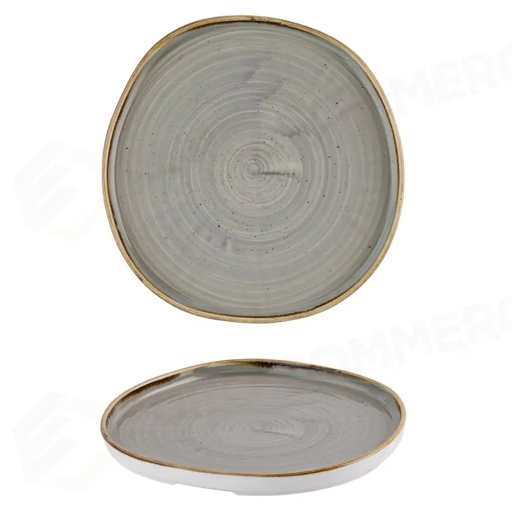 PIATTO PIANO WALLED ORGANIC 25.5 CM PEPPERCORN GREY STONECAST SPGSOW261 CHURCHILL - 9783171 - MEDRI