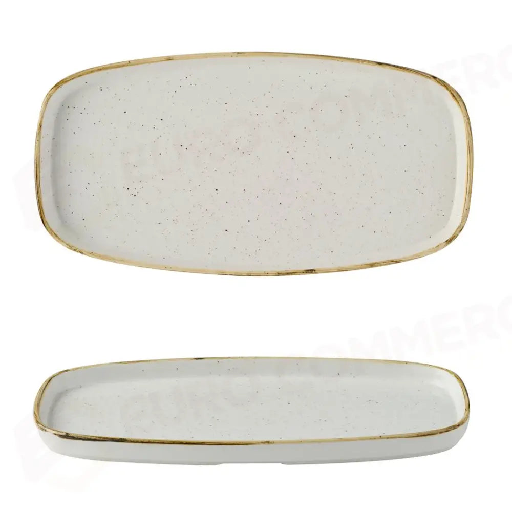 PIATTO RETTANGOLARE WALLED 35.5X19 CM STONECAST BARLEY WHITE SWHSWO341 CHURCHILL - 9782869 - MEDRI