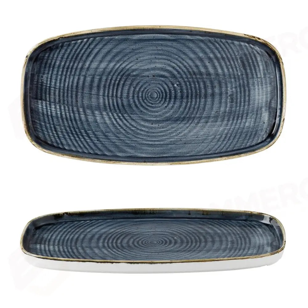 PIATTO RETTANGOLARE WALLED 35.5X19 CM STONECAST BLUEBERRY SBBSWO341 CHURCHILL - 9782924 - MEDRI