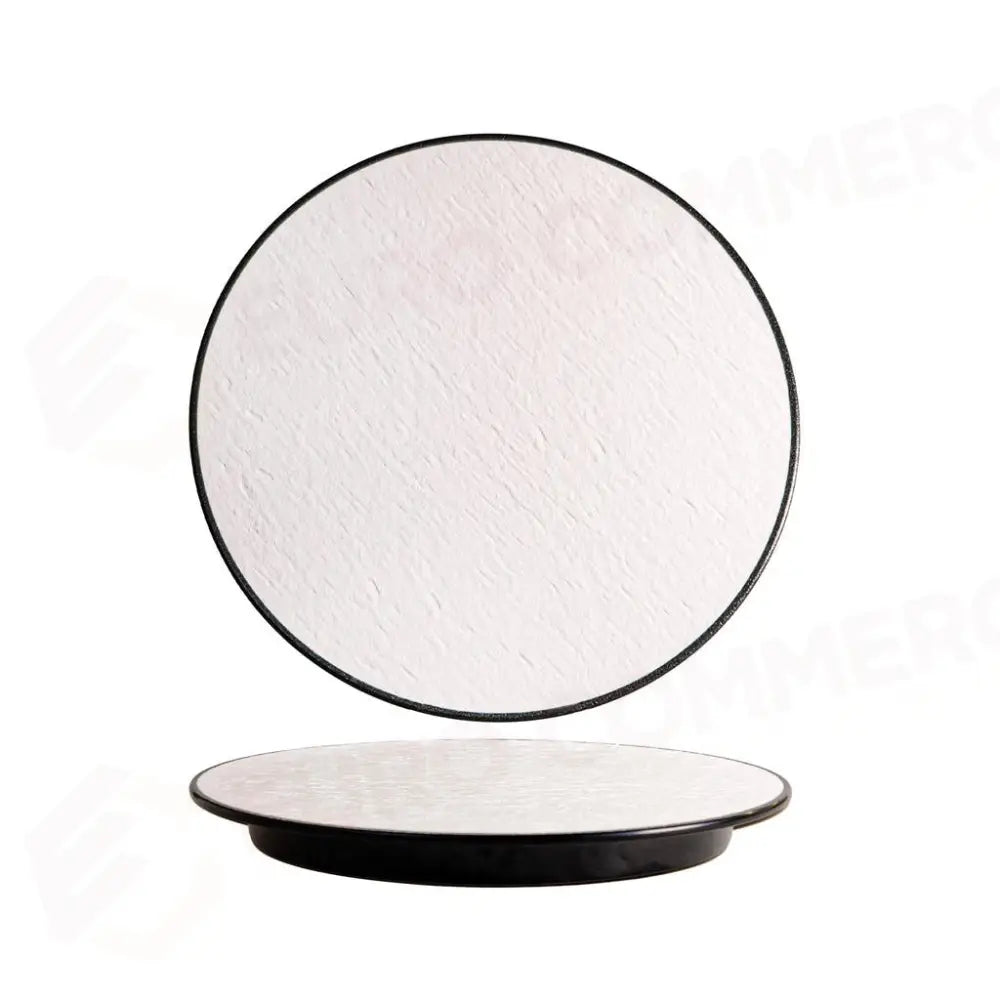 PIATTO TONDO 25 CM MELAMINA WOODY WHITE/BLACK YML-7063-10 MEDRI - 13170205 - MEDRI